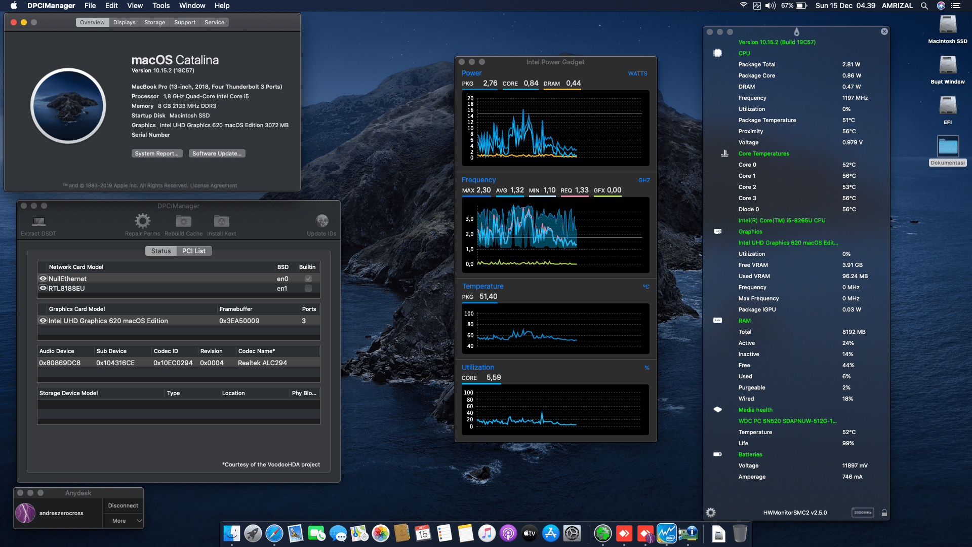 Success Hackintosh macOS Catalina 10.15.2 Build 19C57 at Asus Zenbook UX433FA